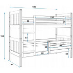 Poschodová posteľ Carino 190x80 biela + matrace